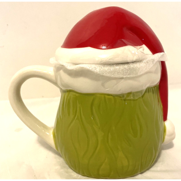 THE GRINCH Holiday Dr. Seuss Christmas Mug Coffee Cup Santa Hat Lid ''NEW'' - Picture 3 of 8